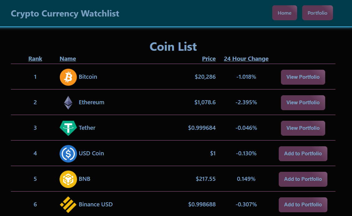 crypto app screenshot